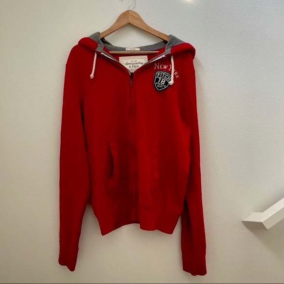 Abercrombie & Fitch Other - ABERCROMBIE & FITCH RED FULL ZIP MUSCLE FLEECE HOODIE